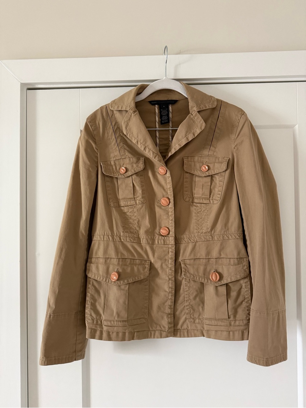Marc By Marc Jacobs Tan Utility Jacket with Pink-Tone Buttons